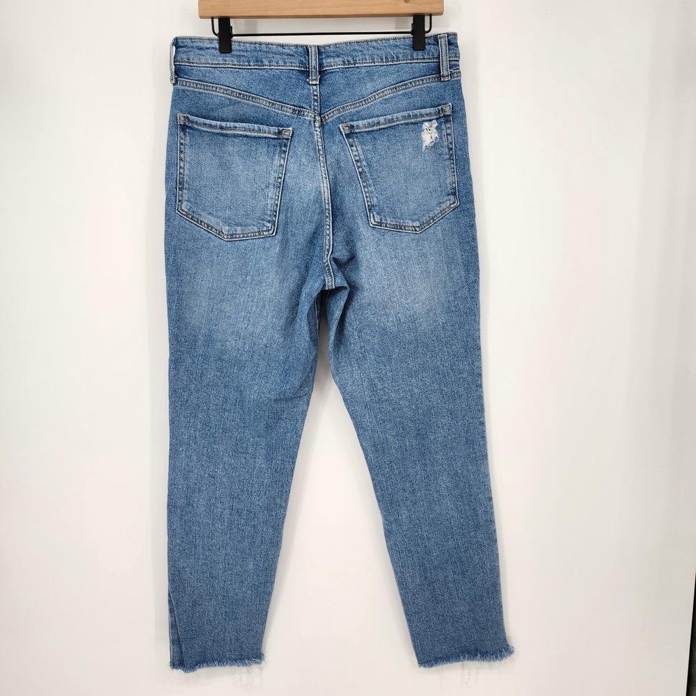Old Navy Womens OG Straight Jeans Size 12 Distressed Raw Hem High Rise Denim - Picture 7 of 8